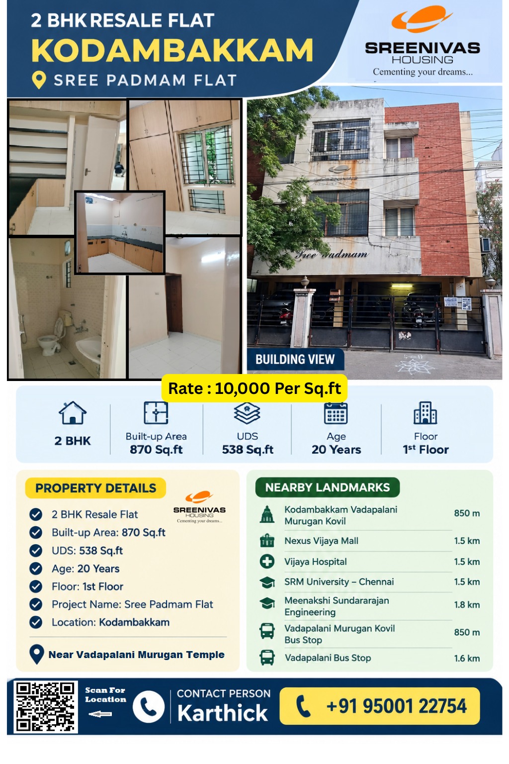 2 BHK RESALE FLAT IN KODAMBAKKAM, CHENNAI | SREE PADMAM